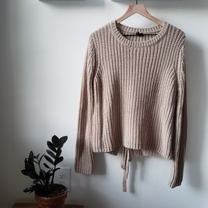 Nude shaggy chunky knit sweater